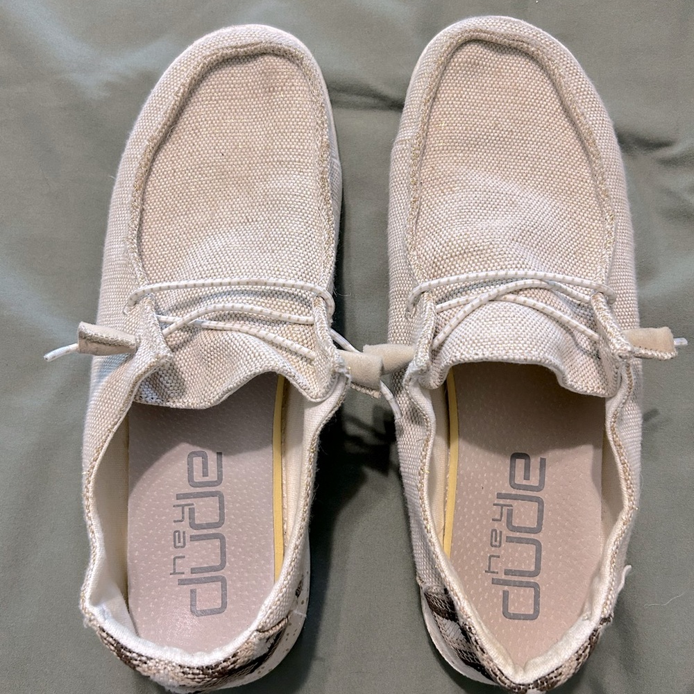 Tan and gold Aztec Hey Dudes